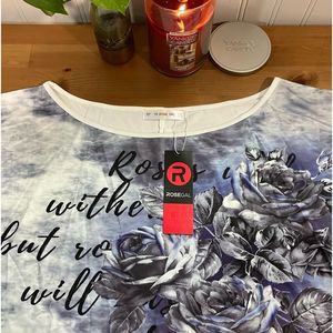 Rosegal Short Sleeve Lightweight Floral Pattern Top Size 1X New With Tags